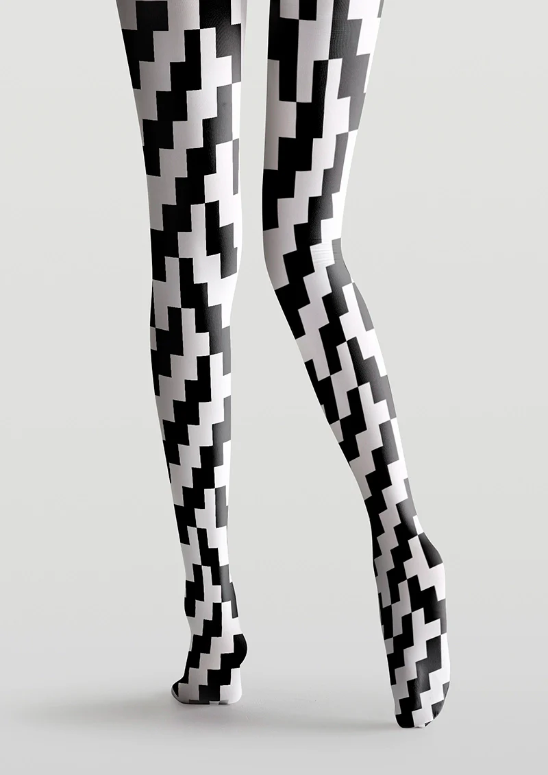 Viken Plan Black-white serrated edge Tights Hosiery Pantyhose