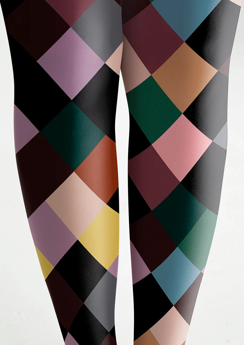 Viken Plan Color Checkered Pattern Tights Hosiery Pantyhose - Image 6