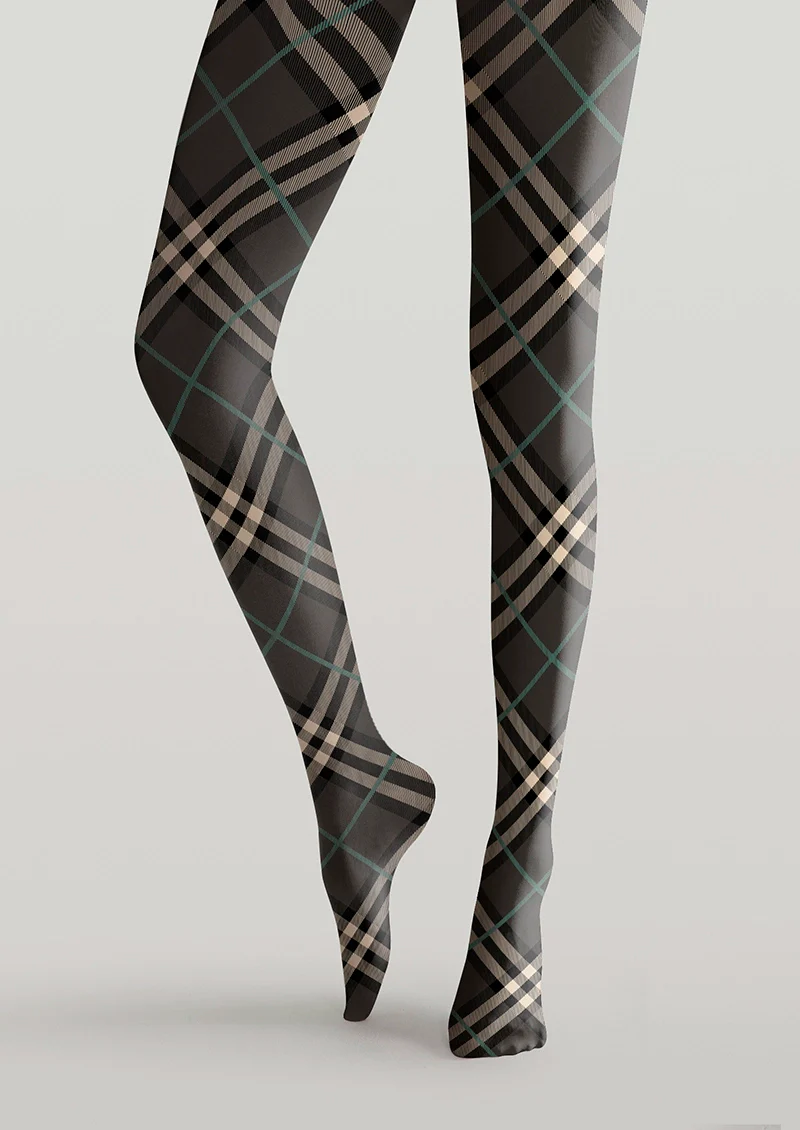 Viken Plan Grayish black Check Tights Hosiery Pantyhose - Image 4