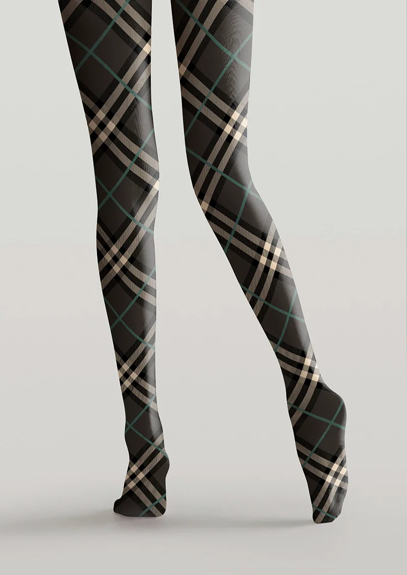 Viken Plan Grayish black Check Tights Hosiery Pantyhose - Image 5