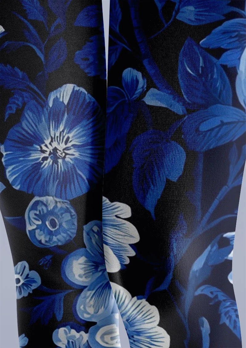 Viken Plan Blue Floral Tights Hosiery Pantyhose - Image 3