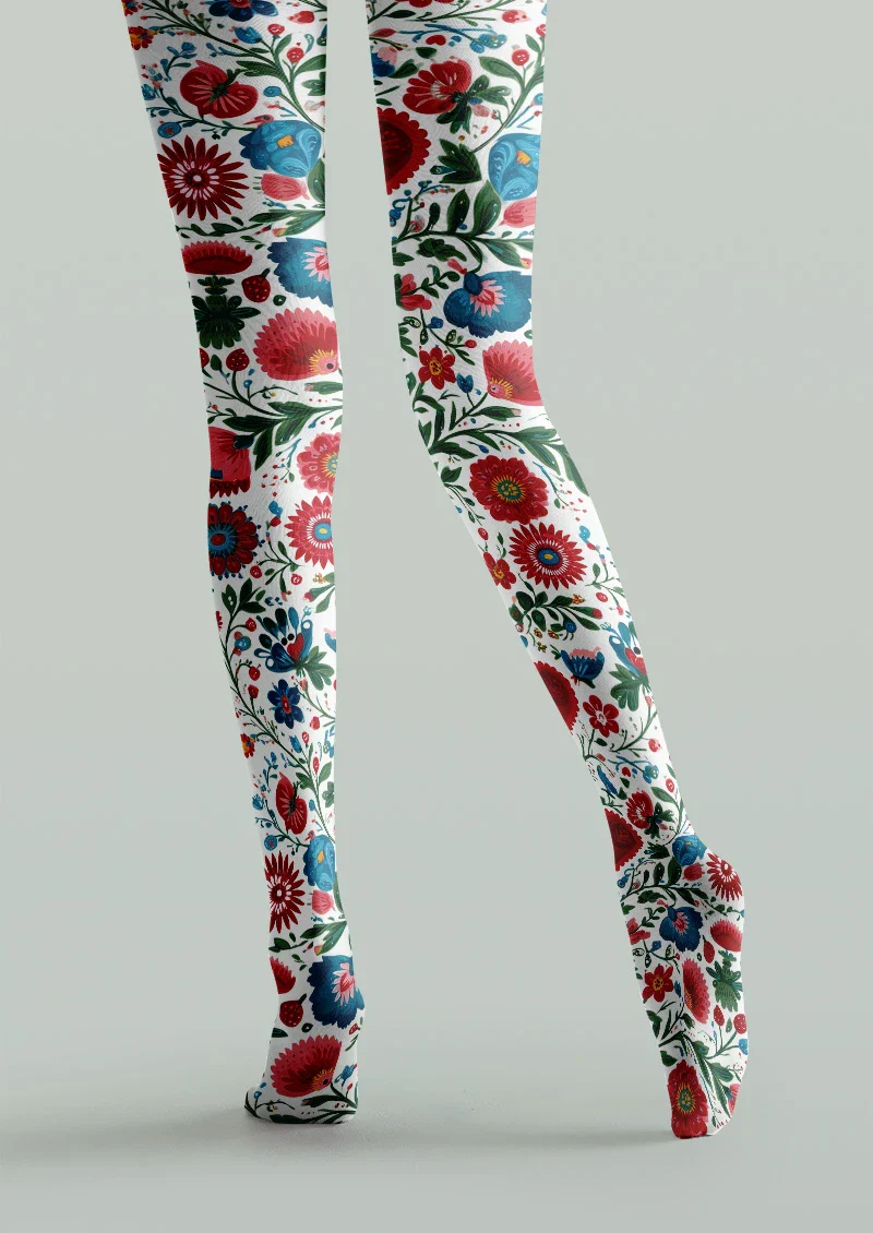Viken Plan Folk Heart Tights Hosiery Pantyhose - Image 4
