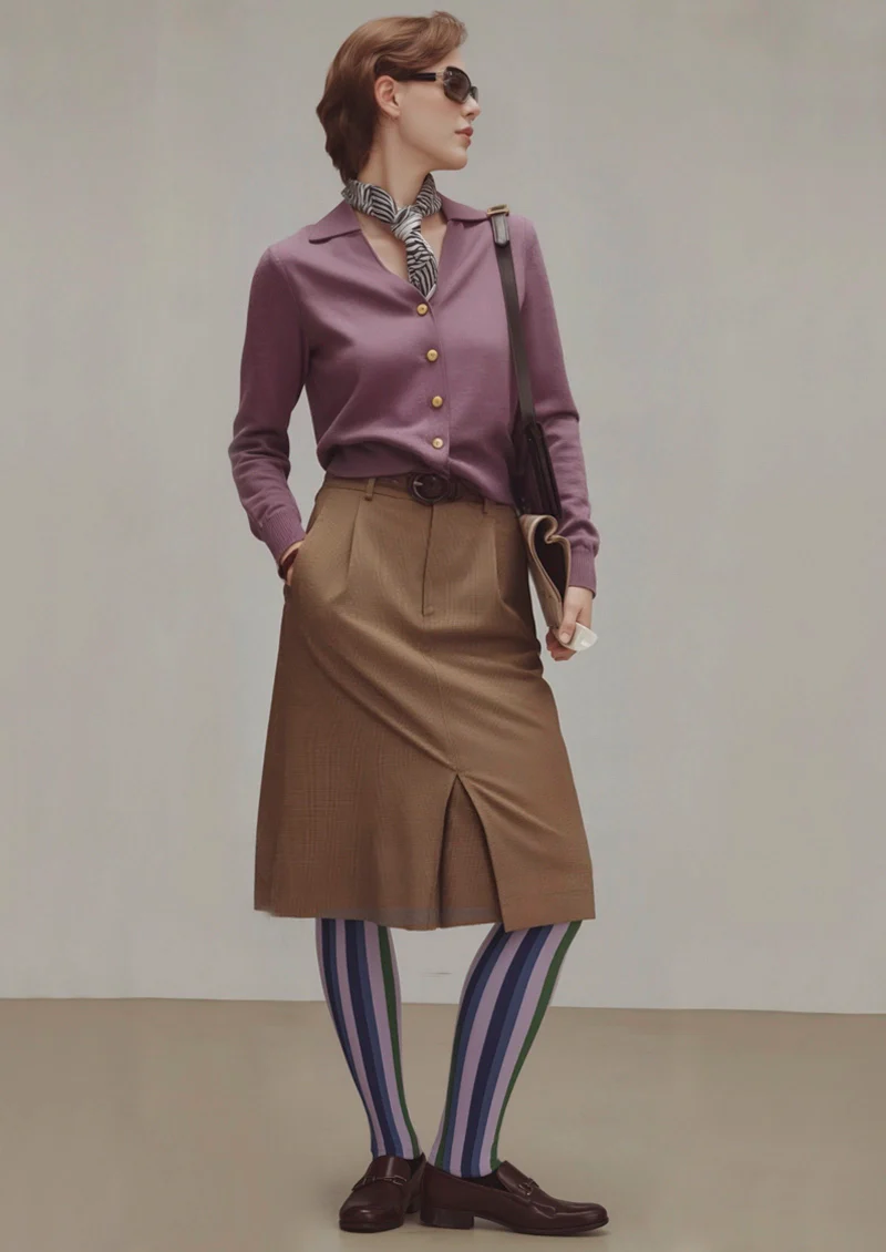 Viken Plan Purple stripes Tights Hosiery Pantyhose - Image 2