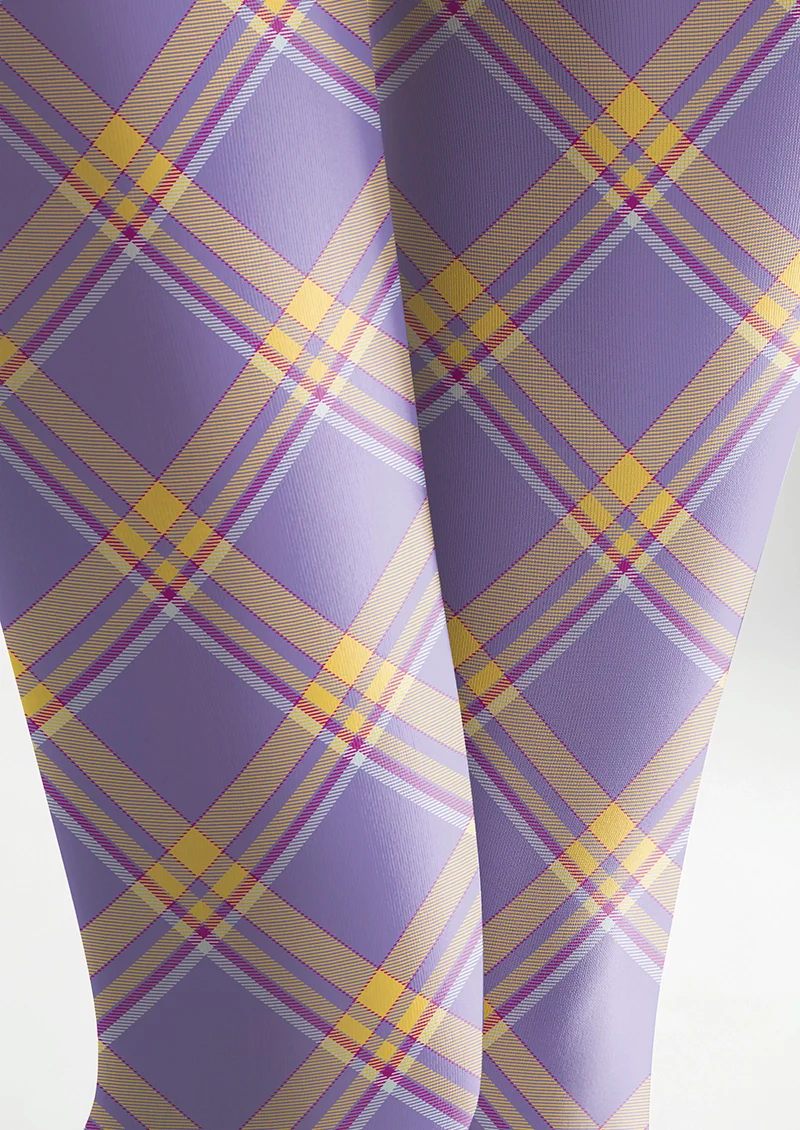 Viken Plan Purple-yellow stripes Checked Tights Hosiery Pantyhose - Image 6