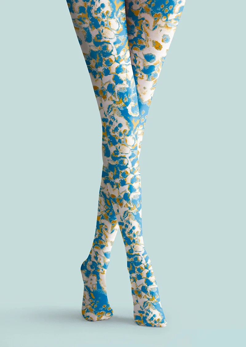 Viken Plan Blue Speckles Tights Hosiery Pantyhose