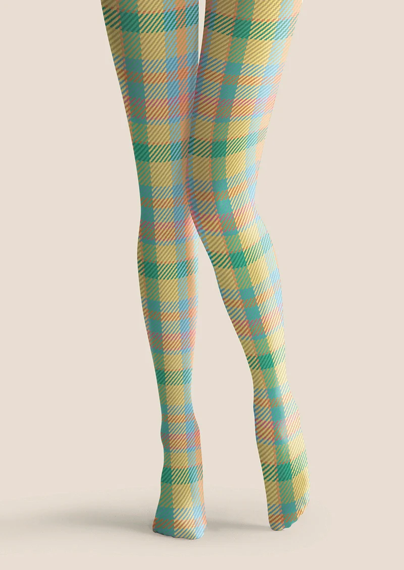 Viken Plan Color Matrix stripes Checked Tights Hosiery Pantyhose