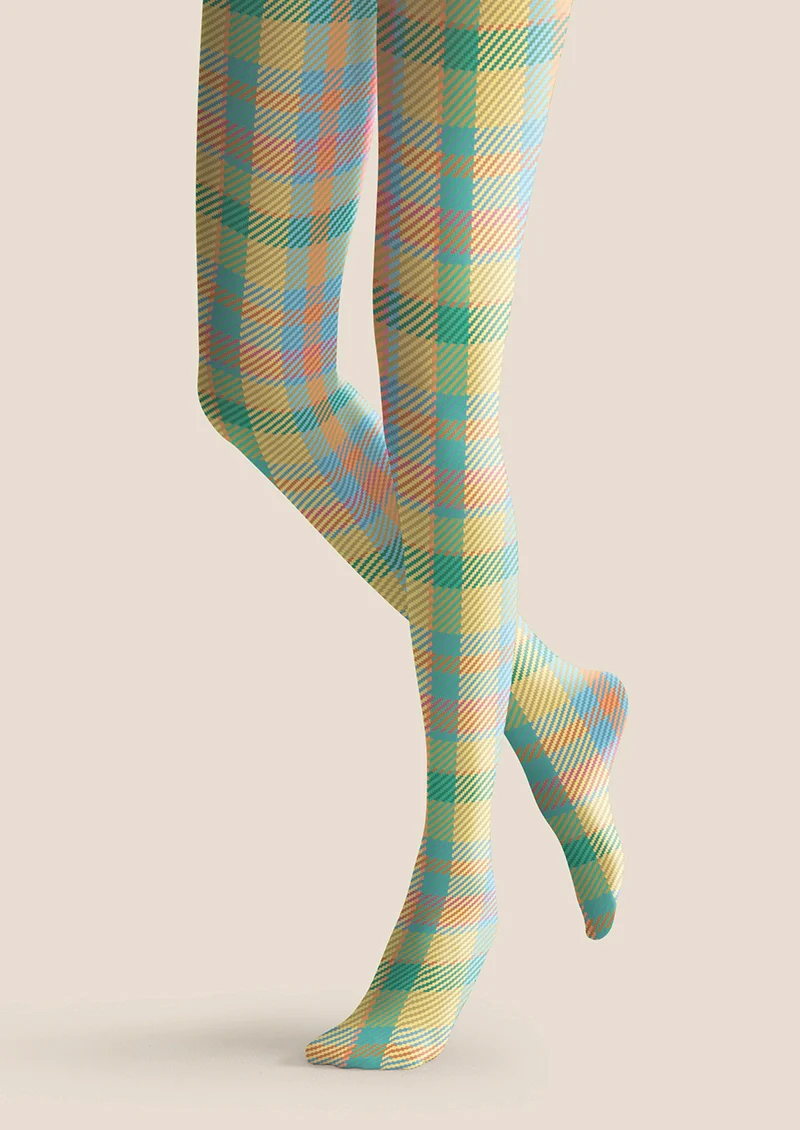 Viken Plan Color Matrix stripes Checked Tights Hosiery Pantyhose - Image 3