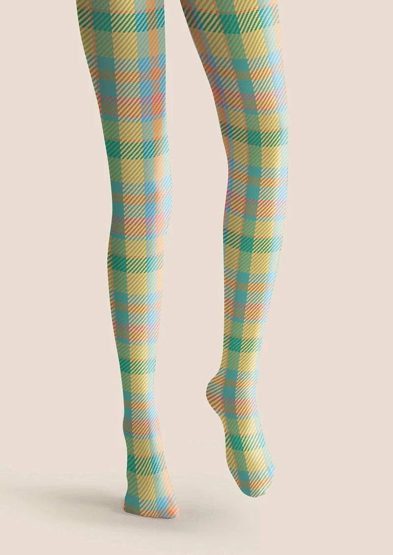 Viken Plan Color Matrix stripes Checked Tights Hosiery Pantyhose - Image 4