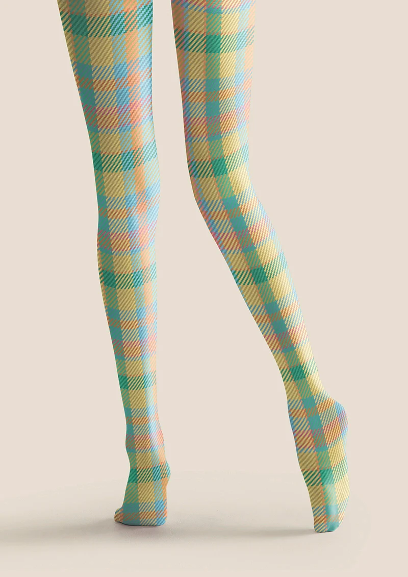 Viken Plan Color Matrix stripes Checked Tights Hosiery Pantyhose - Image 5