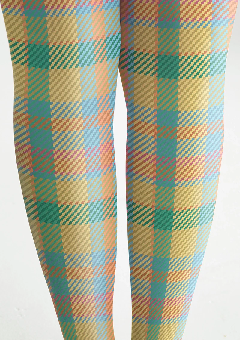 Viken Plan Color Matrix stripes Checked Tights Hosiery Pantyhose - Image 6