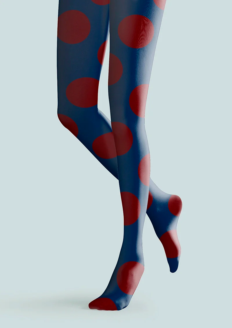 Viken Plan Navy blue-deep red Morandi polka dots Memory Tights Hosiery Pantyhose