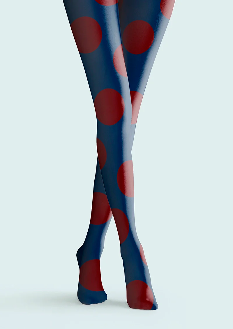 Viken Plan Navy blue-deep red Morandi polka dots Memory Tights Hosiery Pantyhose - Image 3