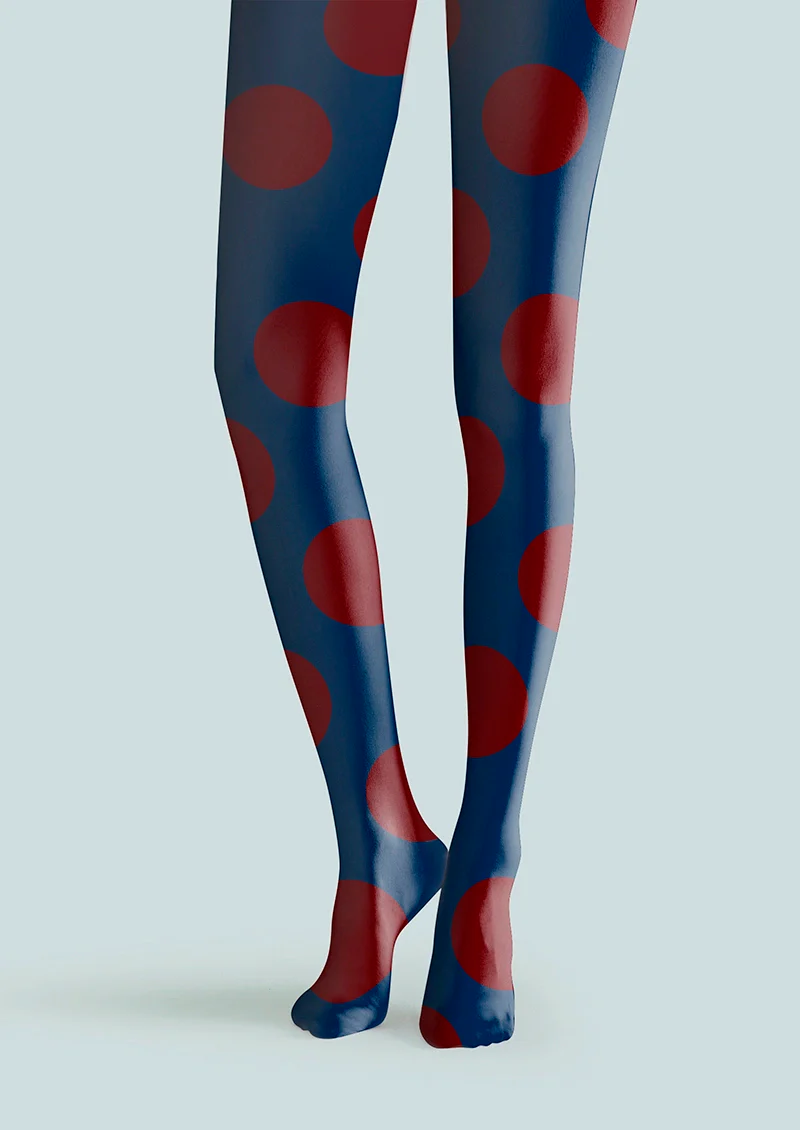 Viken Plan Navy blue-deep red Morandi polka dots Memory Tights Hosiery Pantyhose - Image 4
