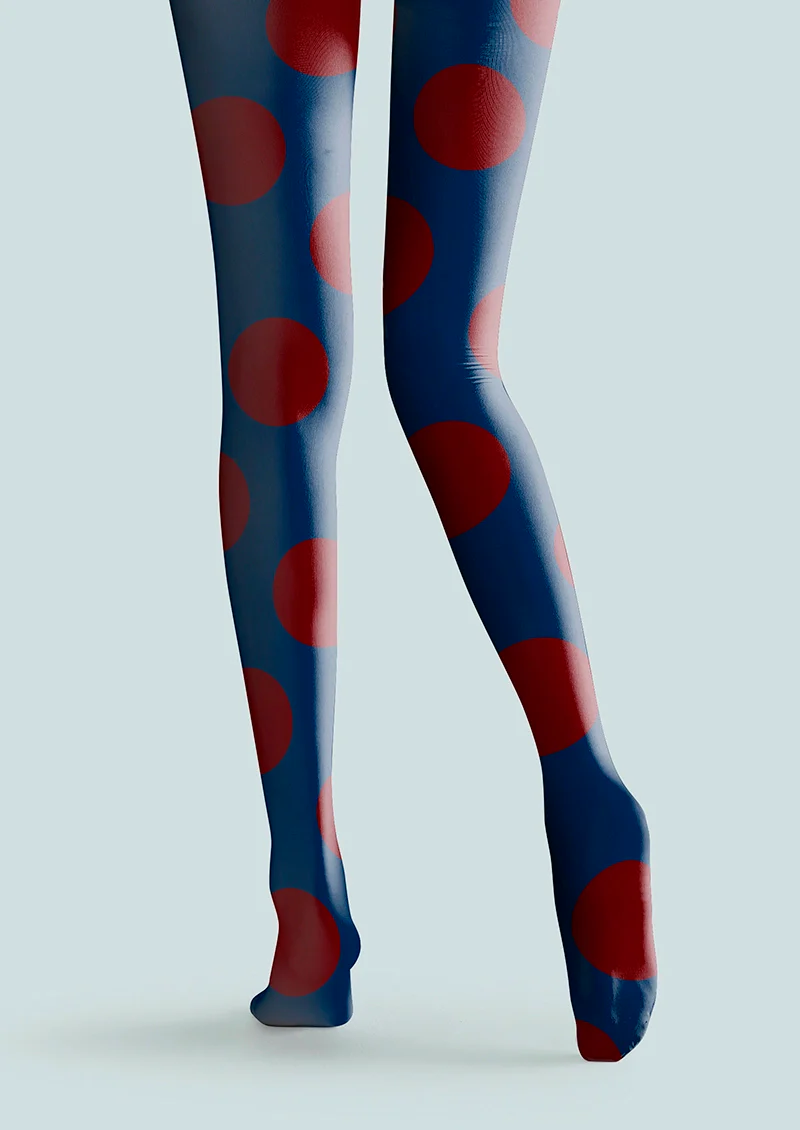 Viken Plan Navy blue-deep red Morandi polka dots Memory Tights Hosiery Pantyhose - Image 5