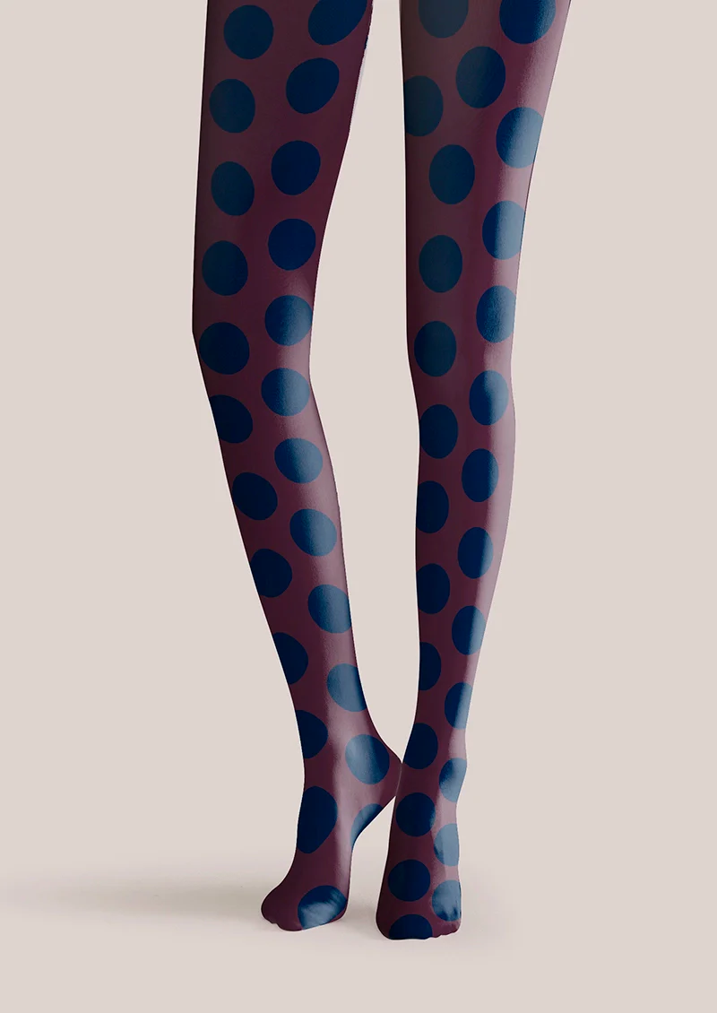 Viken Plan purplish red-blue Morandi polka dots Memory Tights Hosiery Pantyhose - Image 3