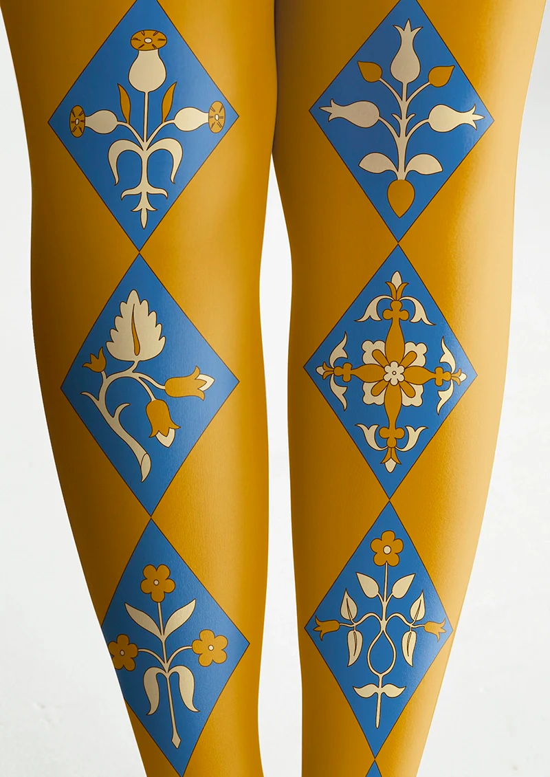 Viken Plan Floral Diamond Pattern Tights Hosiery Pantyhose - Image 6