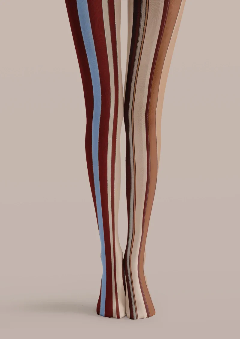Viken Plan Brown Red Stripe Tights Hosiery Pantyhose