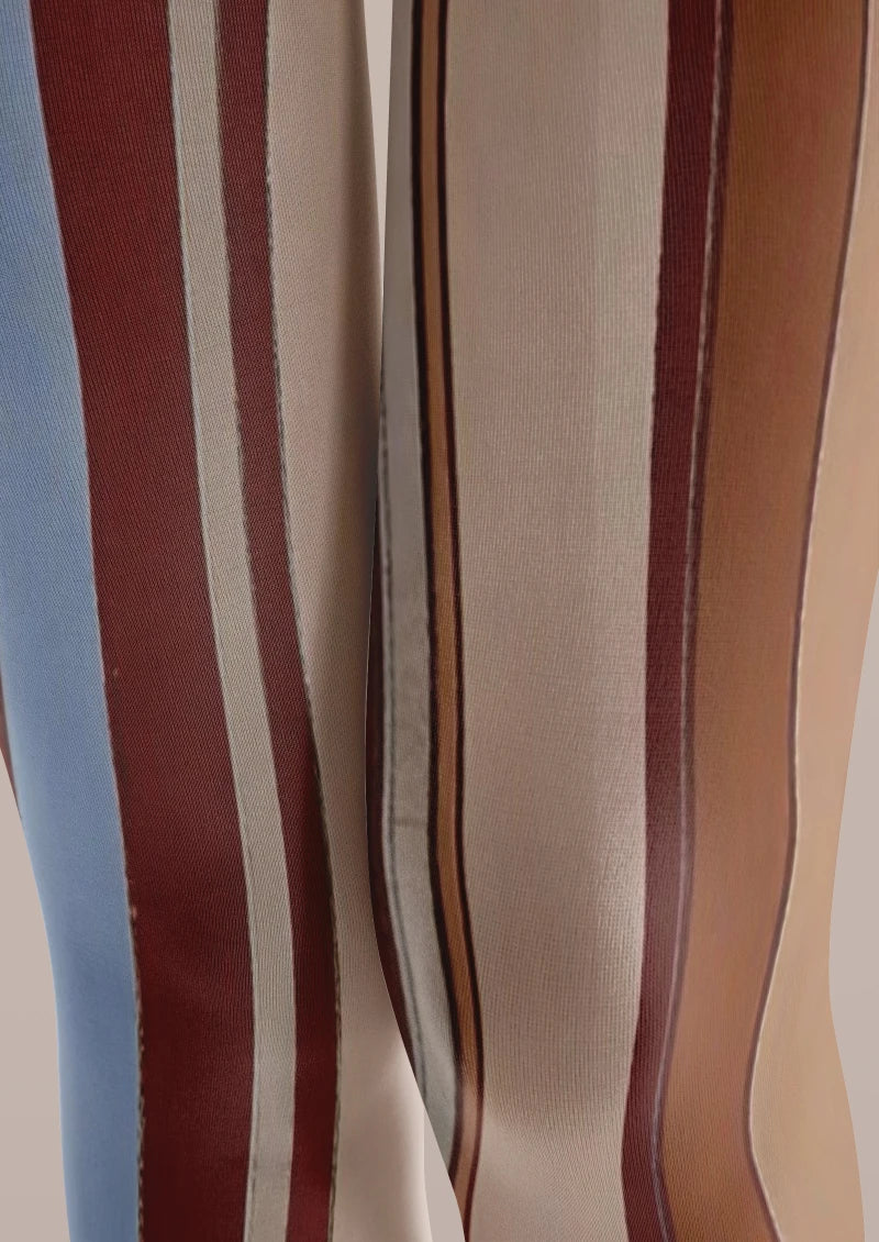 Viken Plan Brown Red Stripe Tights Hosiery Pantyhose - Image 3