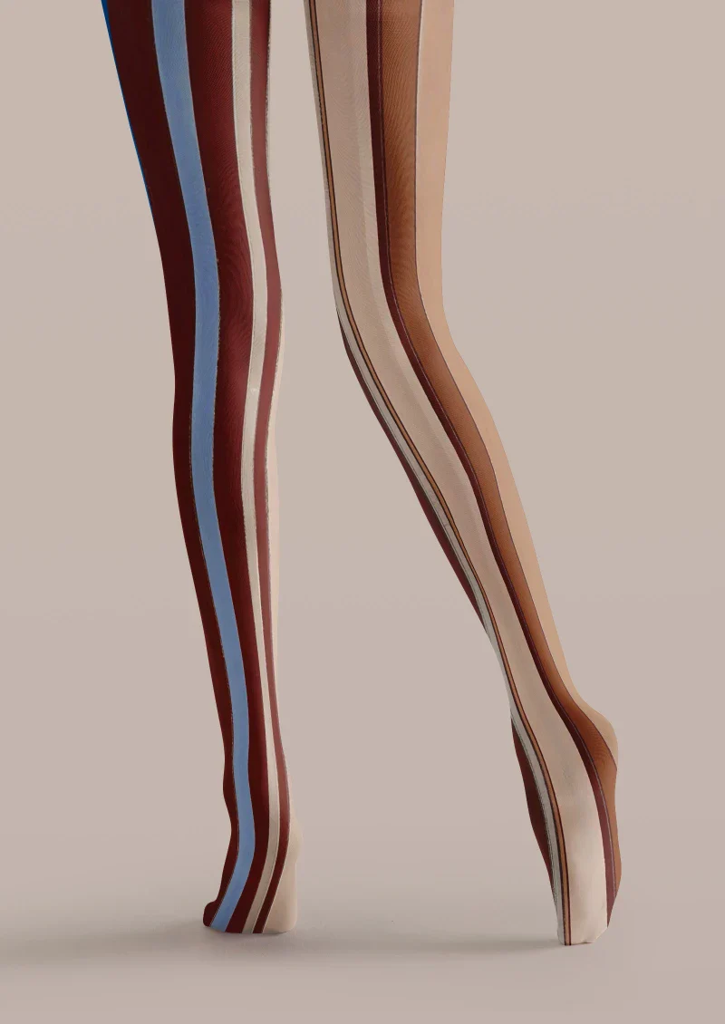 Viken Plan Brown Red Stripe Tights Hosiery Pantyhose - Image 4