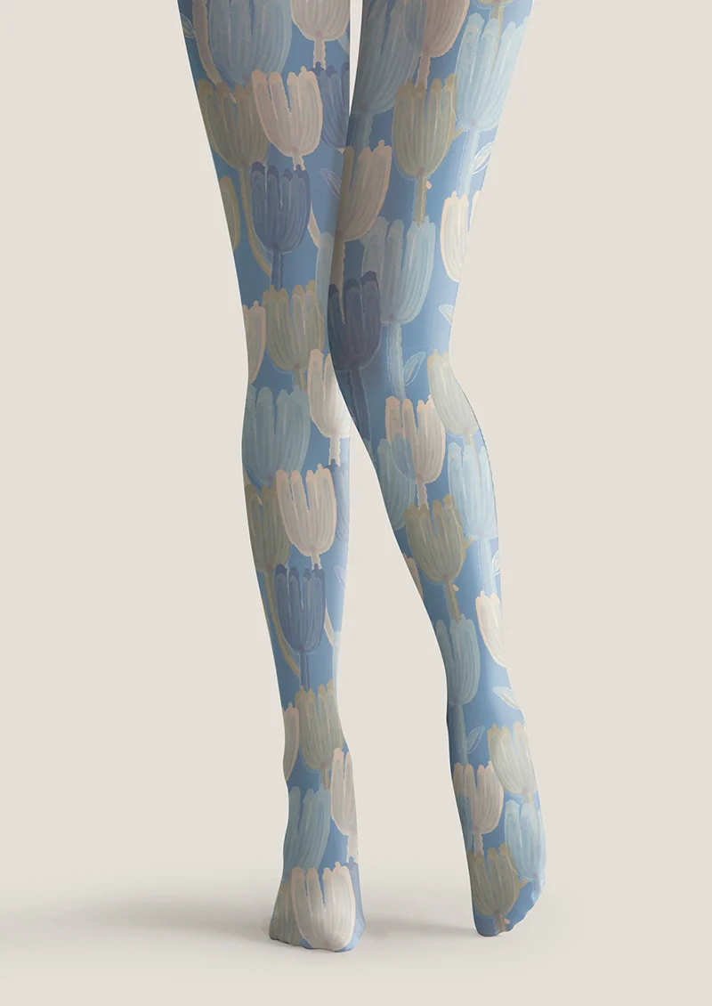 Viken Plan Oil Painting of Flowers Tights Hosiery Pantyhose