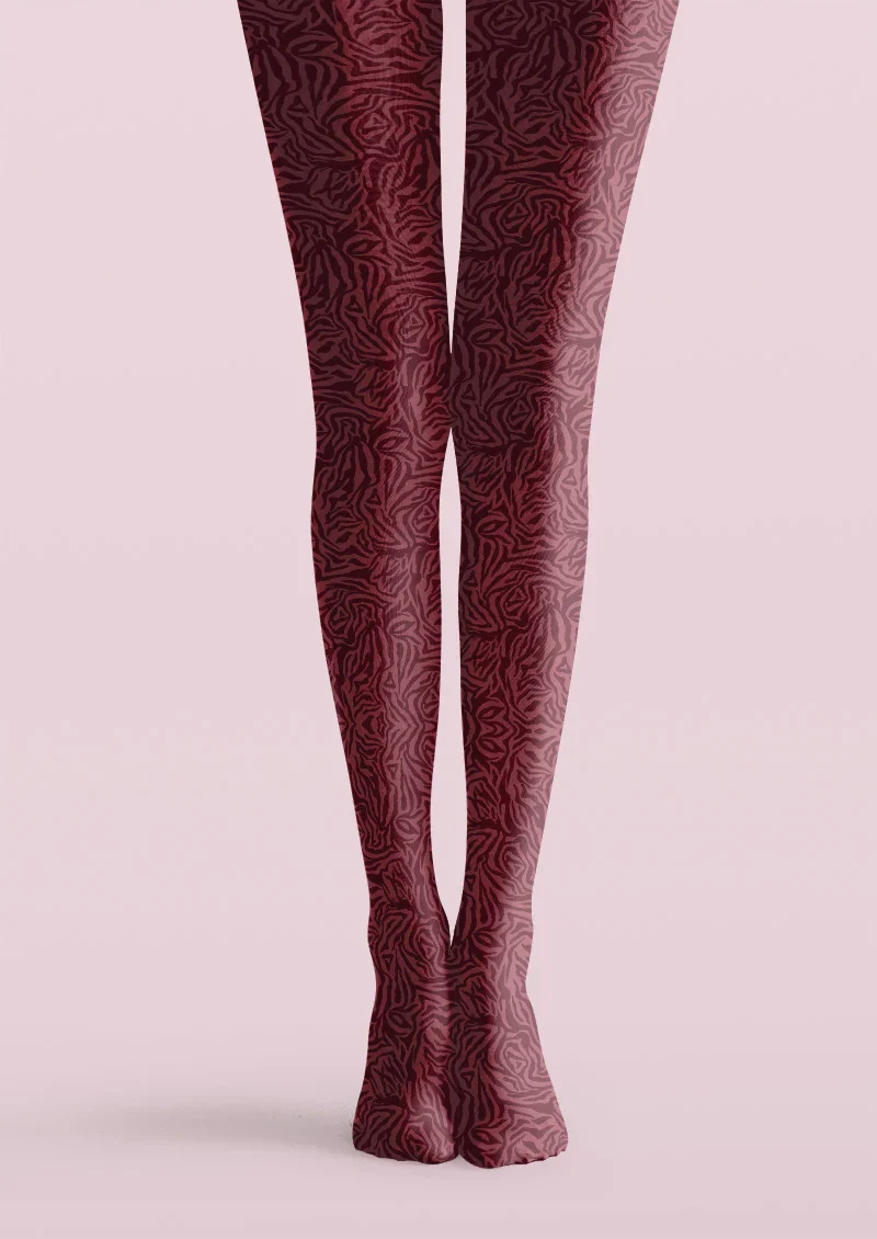 Viken Plan Burgundy Rib Tights Hosiery Pantyhose - Image 4