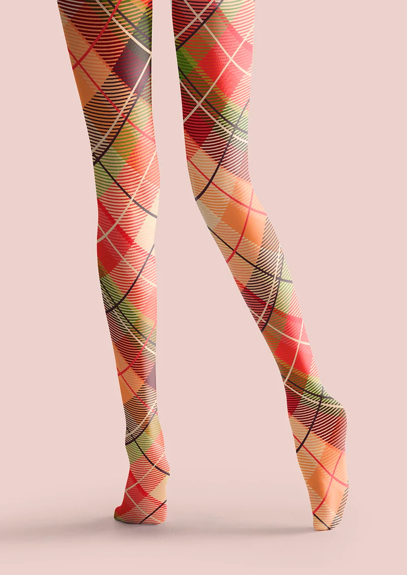 Viken Plan Candy Colors Check Plaid Tights Hosiery Pantyhose - Image 4