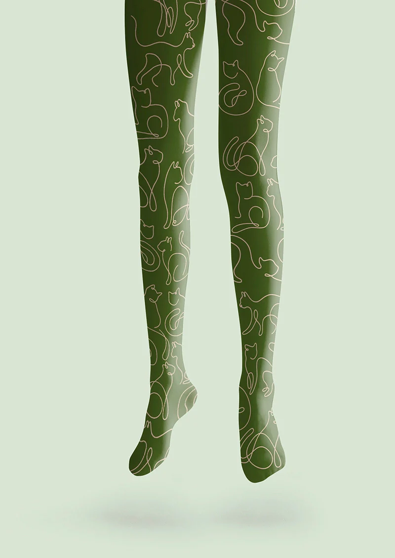 Viken Plan Cat Line Tights Hosiery Pantyhose