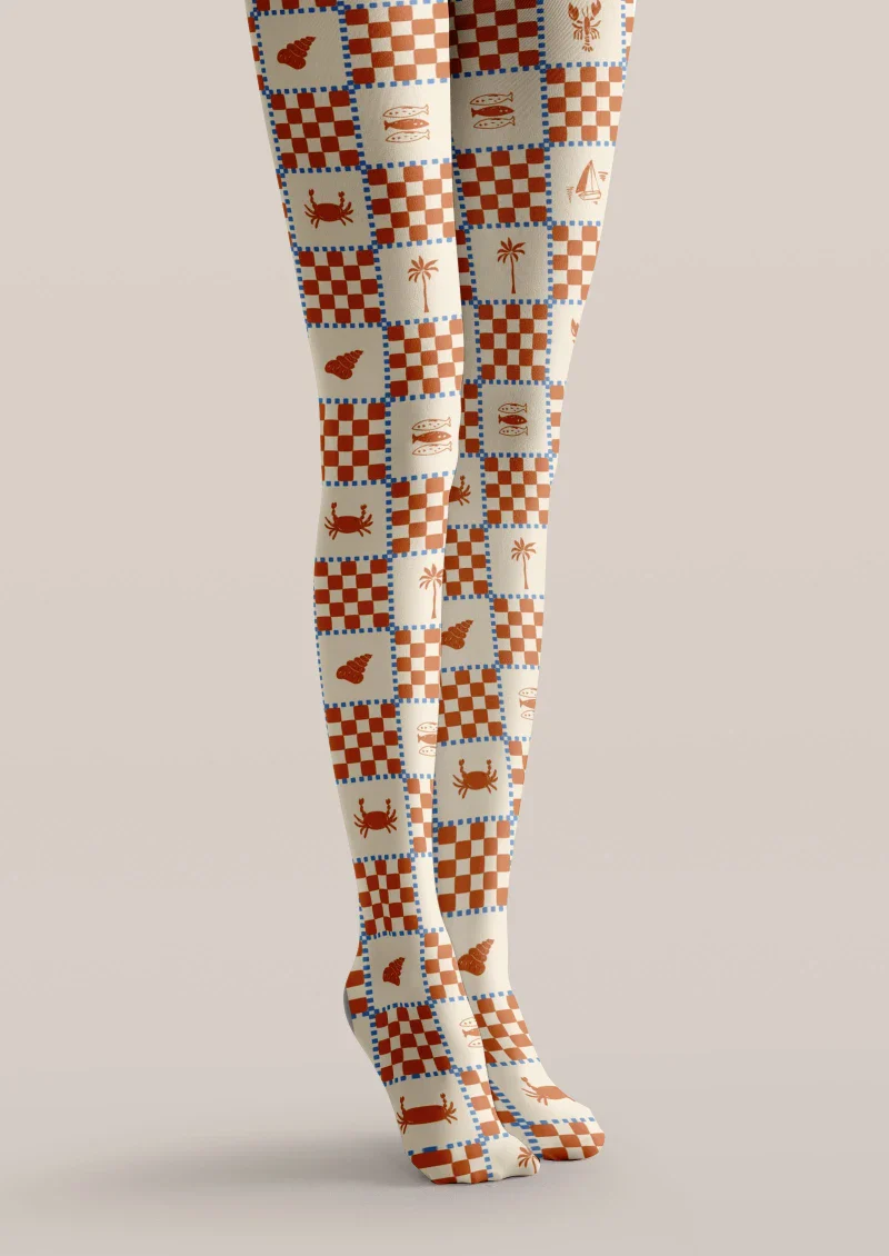 Viken Plan Checkerboard Plaid Tights Hosiery Pantyhose