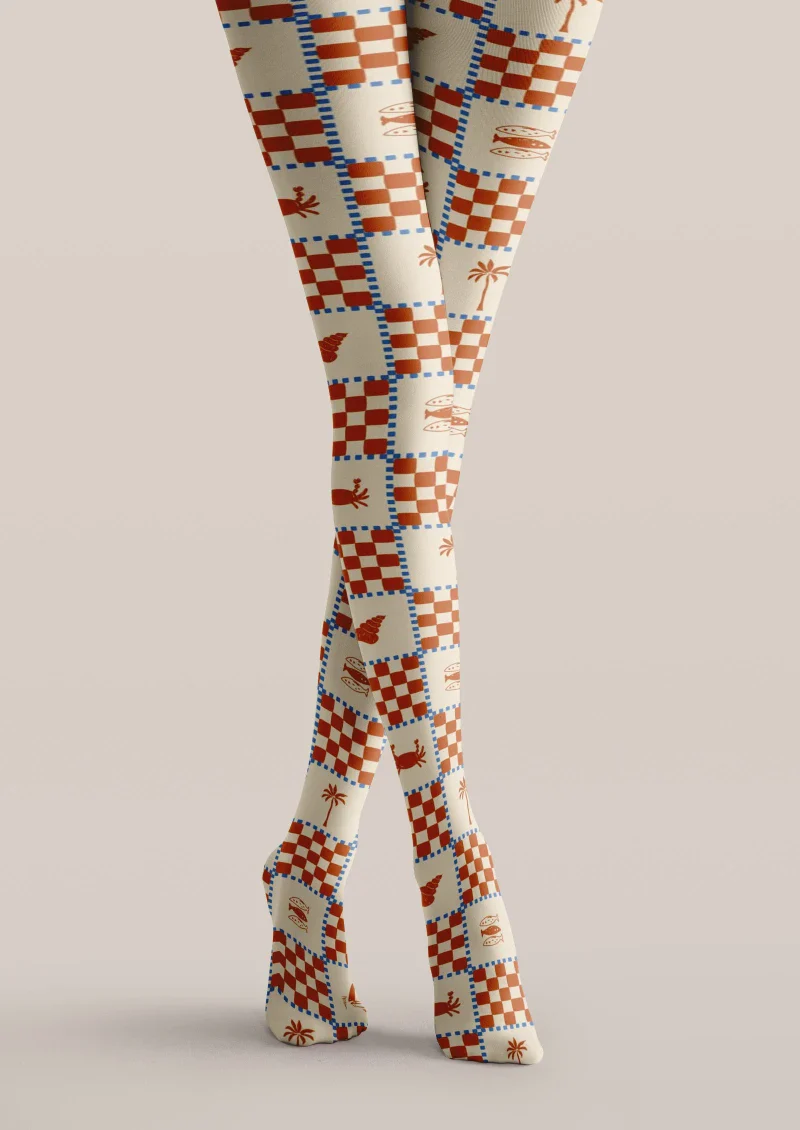 Viken Plan Checkerboard Plaid Tights Hosiery Pantyhose - Image 4