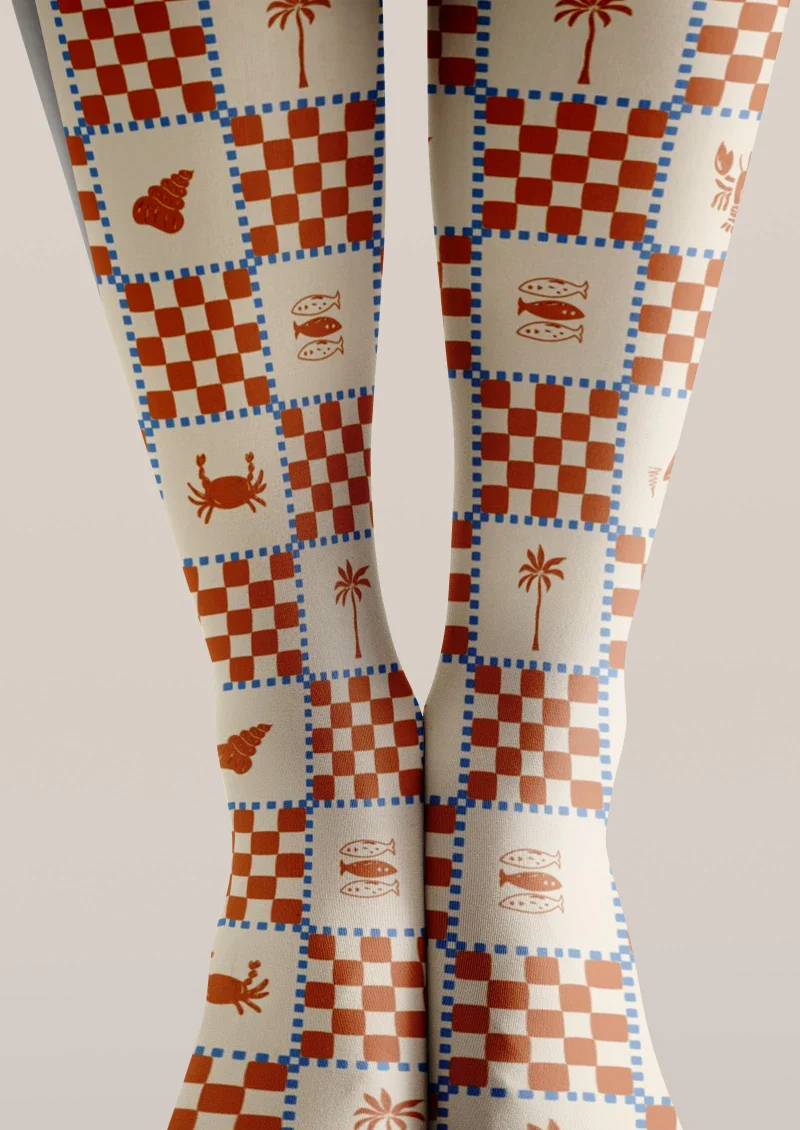 Viken Plan Checkerboard Plaid Tights Hosiery Pantyhose - Image 5