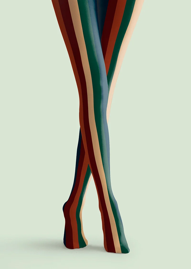 Viken Plan Christmas color scheme stripes Tights Hosiery Pantyhose - Image 3