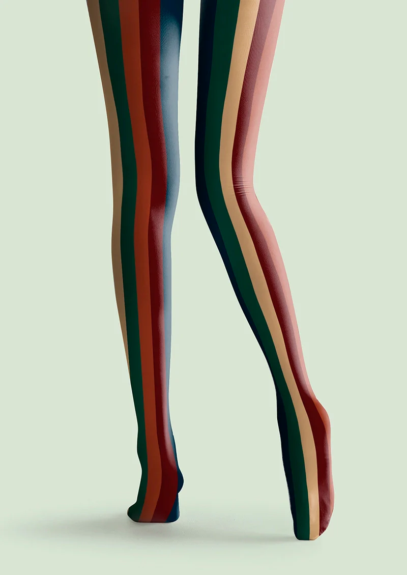 Viken Plan Christmas color scheme stripes Tights Hosiery Pantyhose - Image 4