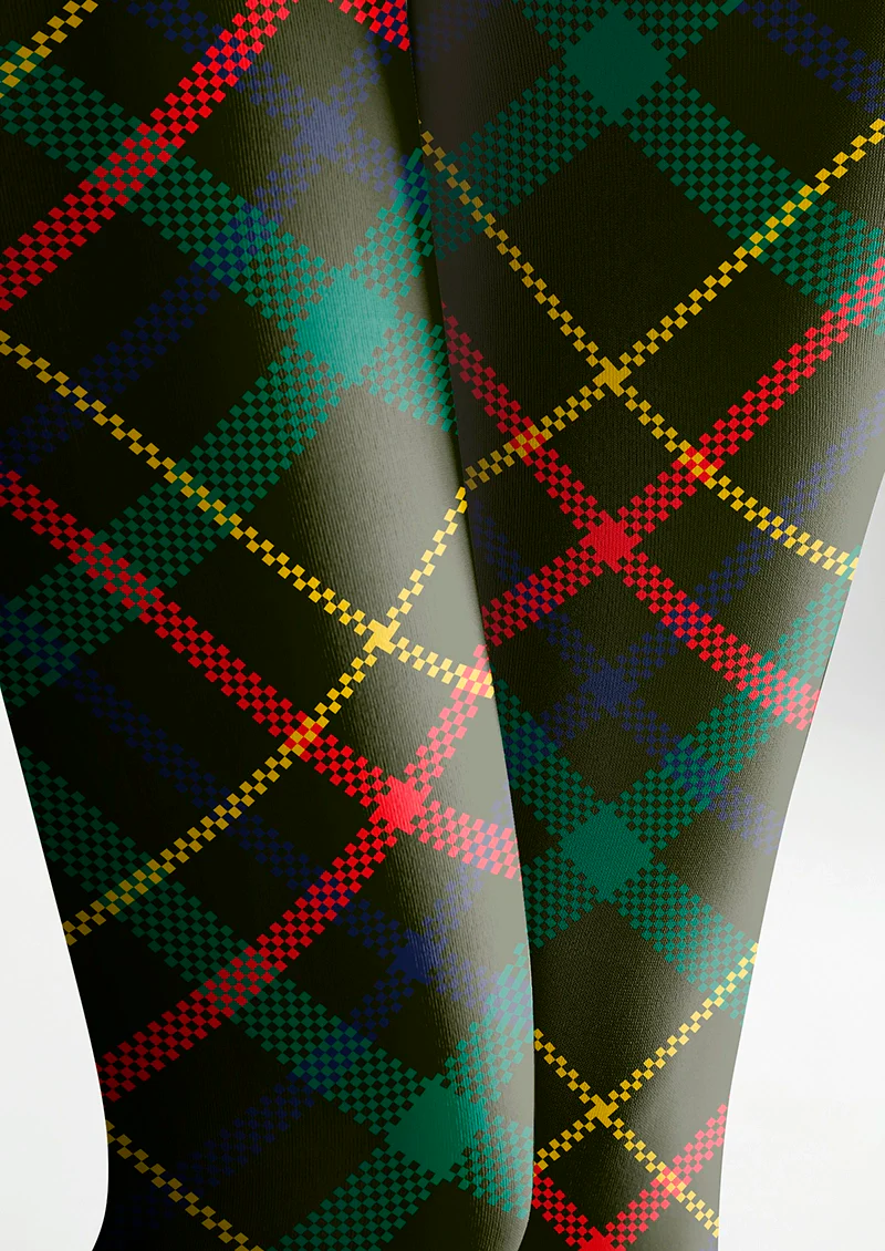 Viken Plan Christmas Dark green stripes Checked Tights Hosiery Pantyhose - Image 5
