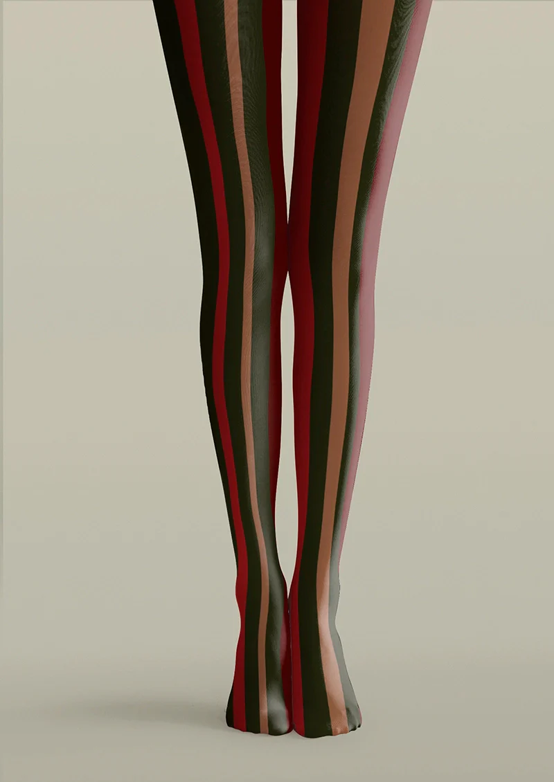 Viken Plan Christmas deep color stripes Tights Hosiery Pantyhose