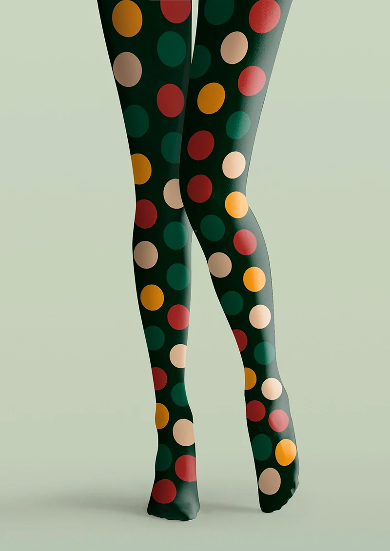 Viken Plan Christmas green polka dots Tights Hosiery Pantyhose