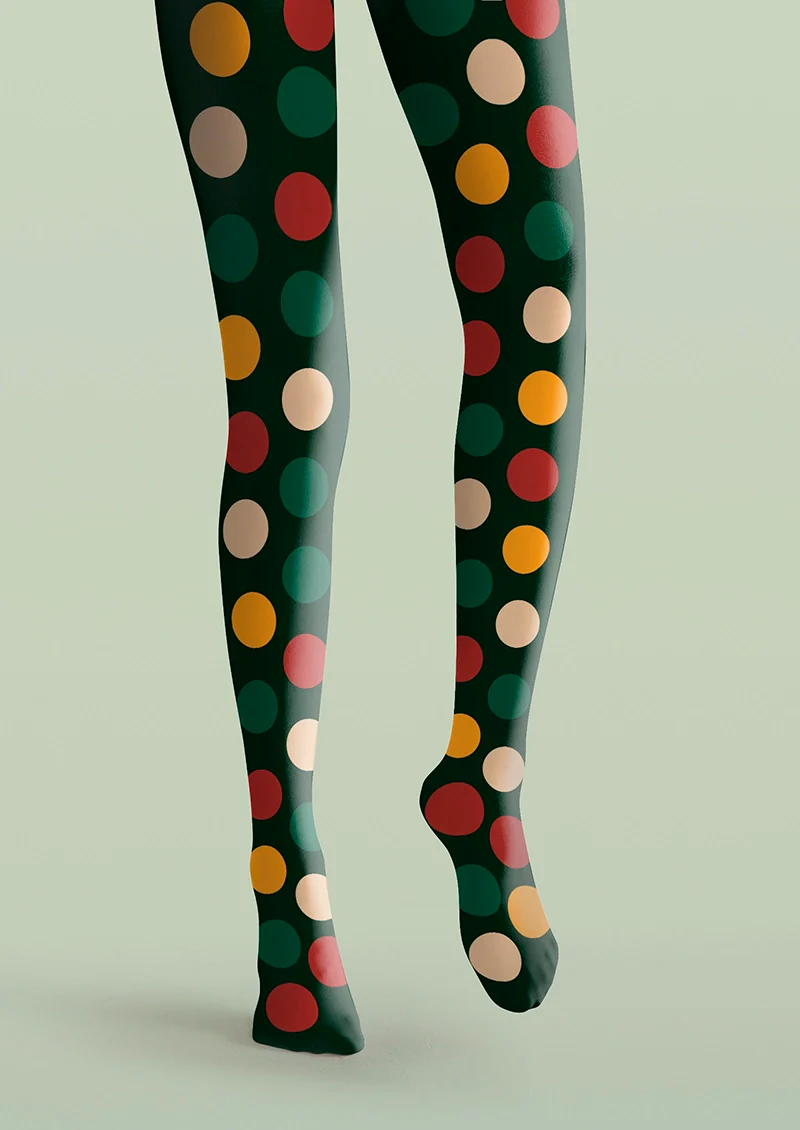 Viken Plan Christmas green polka dots Tights Hosiery Pantyhose - Image 3