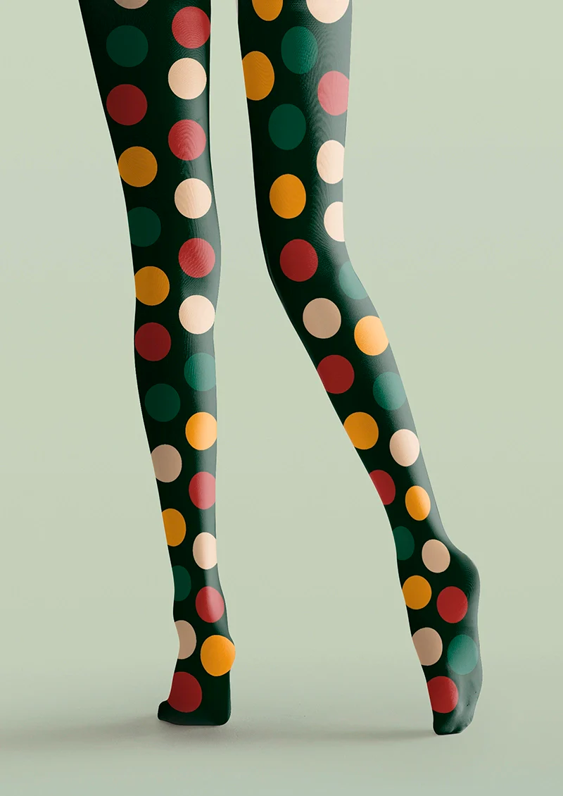 Viken Plan Christmas green polka dots Tights Hosiery Pantyhose - Image 4