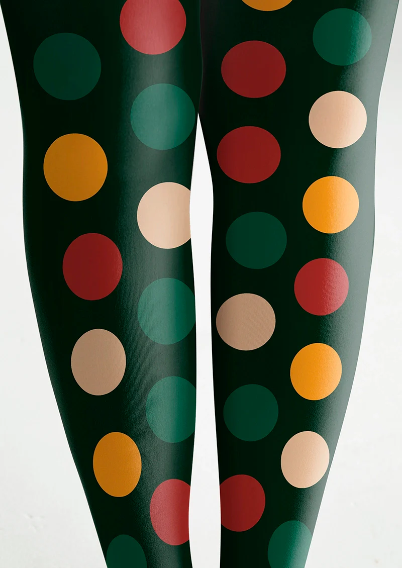 Viken Plan Christmas green polka dots Tights Hosiery Pantyhose - Image 5