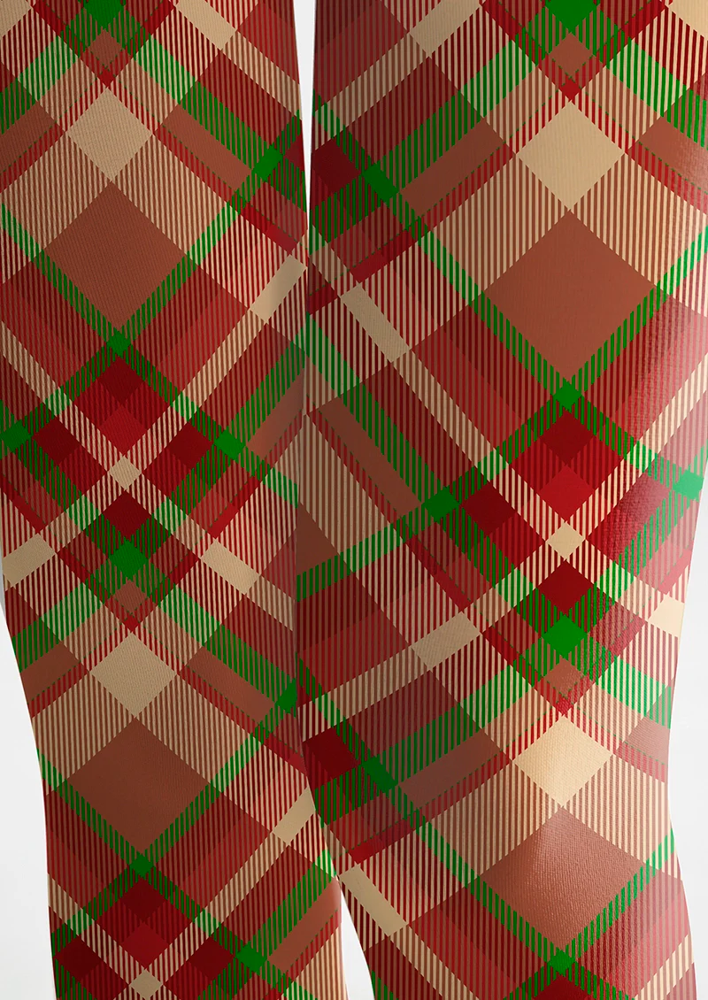 Viken Plan Christmas red-green stripes Checked Tights Hosiery Pantyhose - Image 5