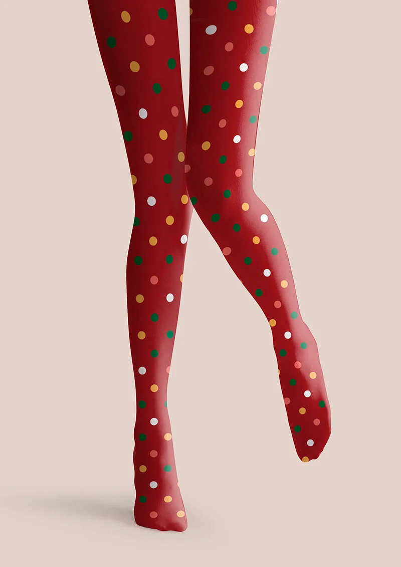 Viken Plan Christmas Red polka dots Tights Hosiery Pantyhose