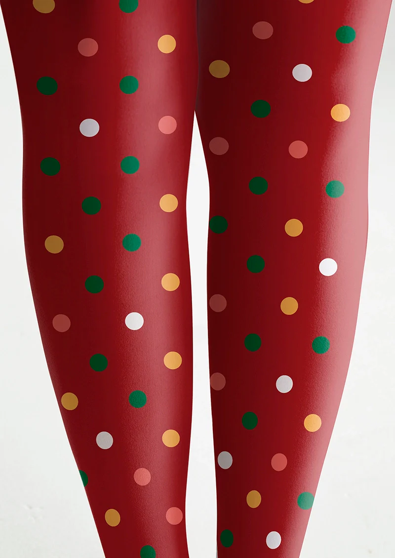 Viken Plan Christmas Red polka dots Tights Hosiery Pantyhose - Image 5