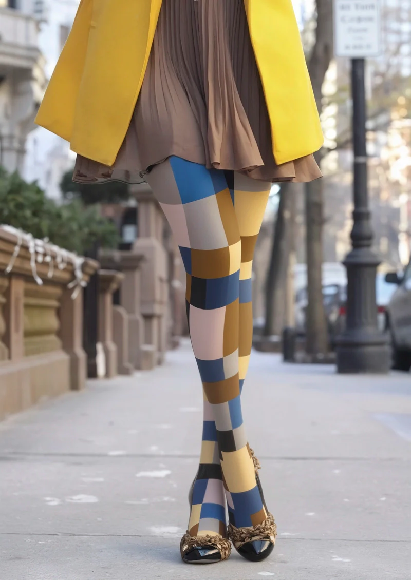 Viken Plan Shape Color Cubes Tights Hosiery Pantyhose - Image 3