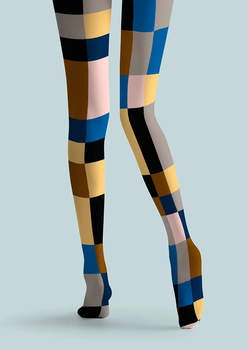 Viken Plan Shape Color Cubes Tights Hosiery Pantyhose - Image 6