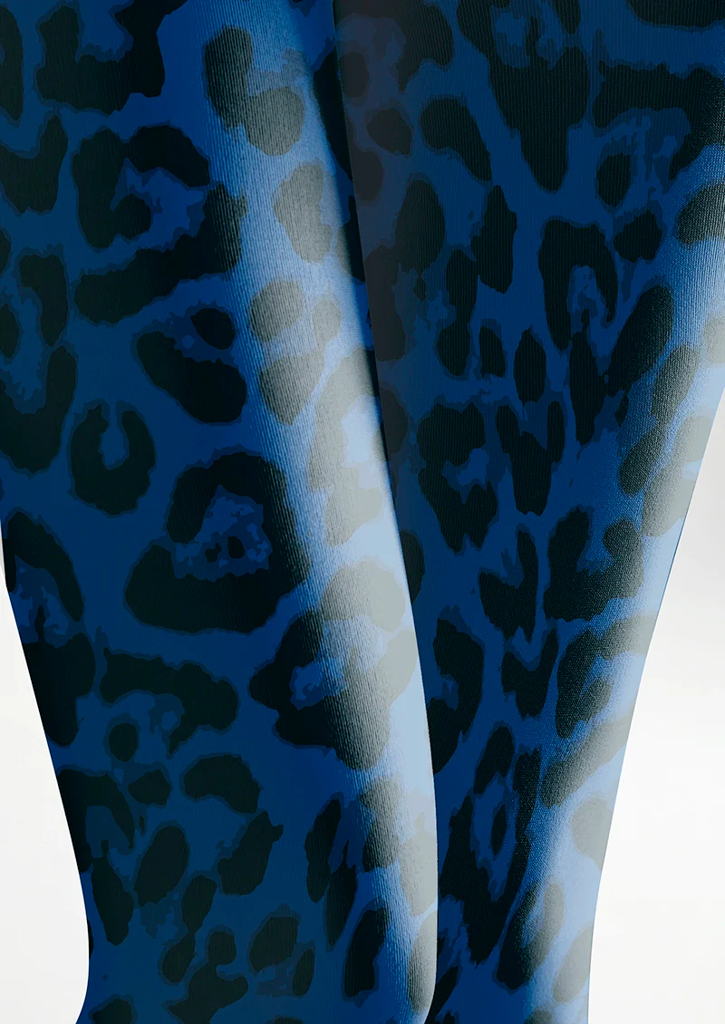Viken Plan Vibrant Blue Leopard Print Tights Hosiery Pantyhose - Image 6