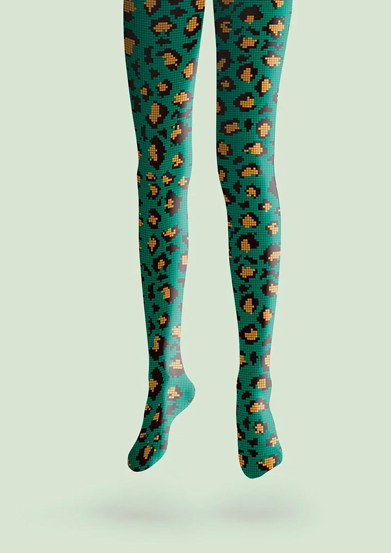 Viken Plan Mosaic Leopard Print Tights Hosiery Pantyhose