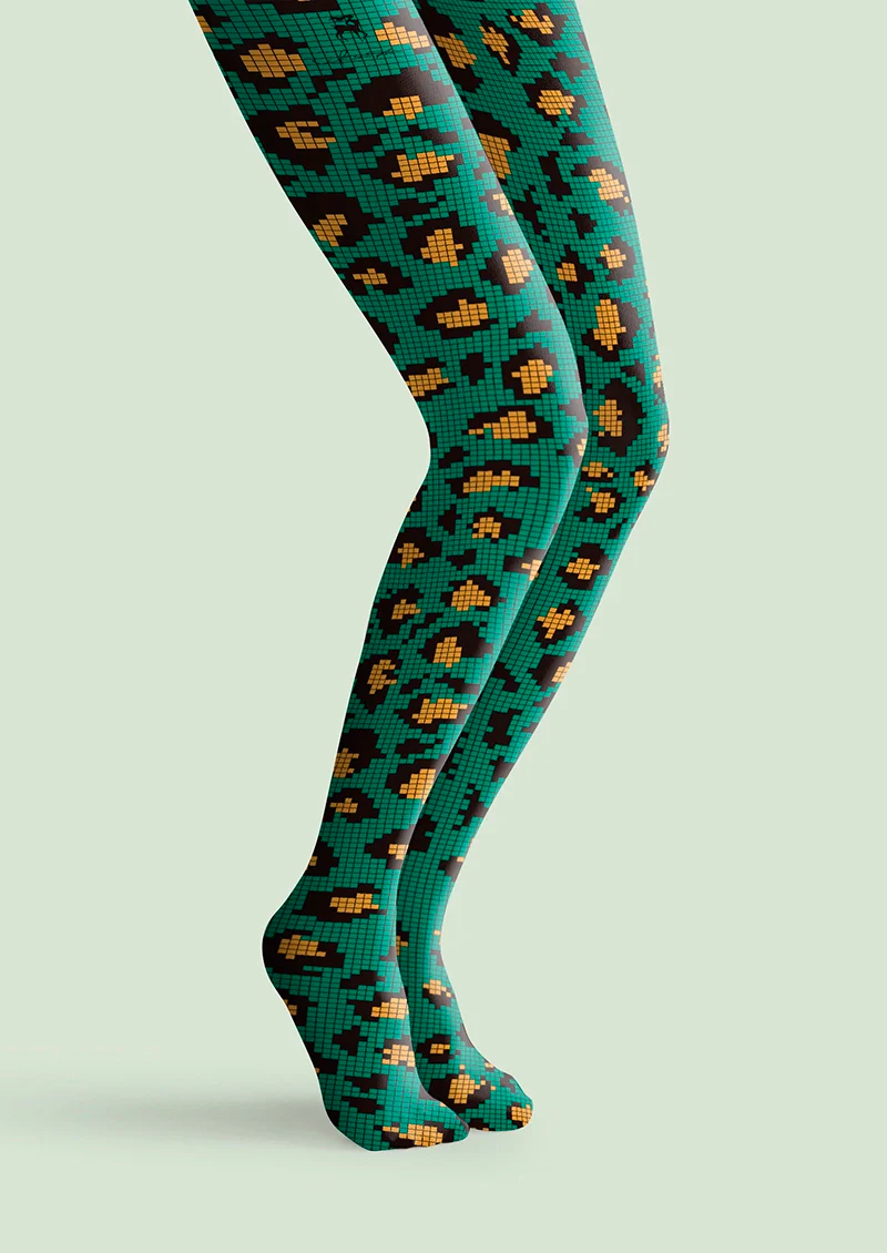 Viken Plan Mosaic Leopard Print Tights Hosiery Pantyhose - Image 4