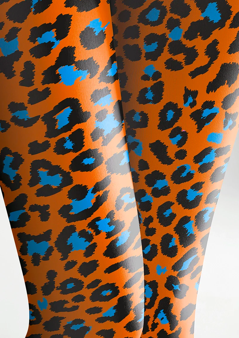 Viken Plan Tangerine Jungle Leopard Tights Hosiery Pantyhose - Image 5