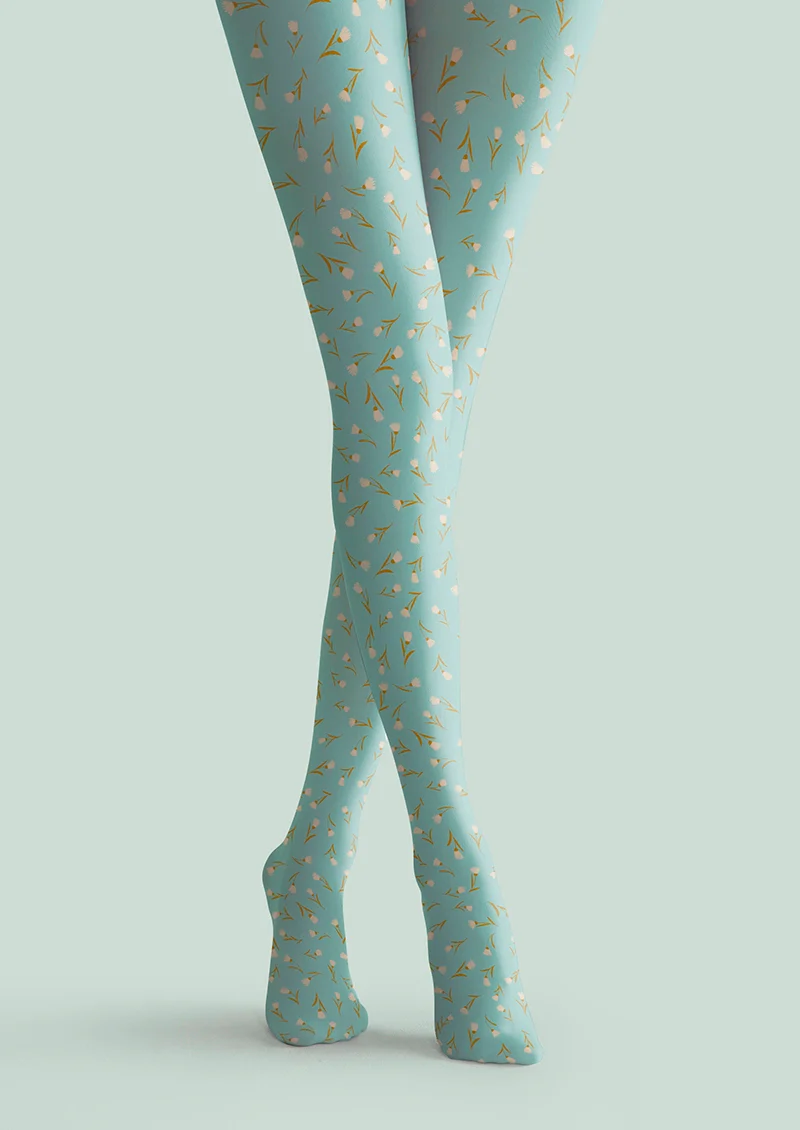 Viken Plan Pale green Dainty florals Tights Hosiery Pantyhose - Image 3