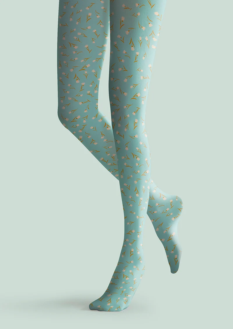 Viken Plan Pale green Dainty florals Tights Hosiery Pantyhose - Image 4