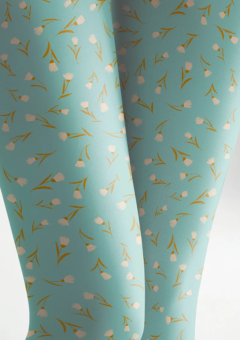 Viken Plan Pale green Dainty florals Tights Hosiery Pantyhose - Image 6